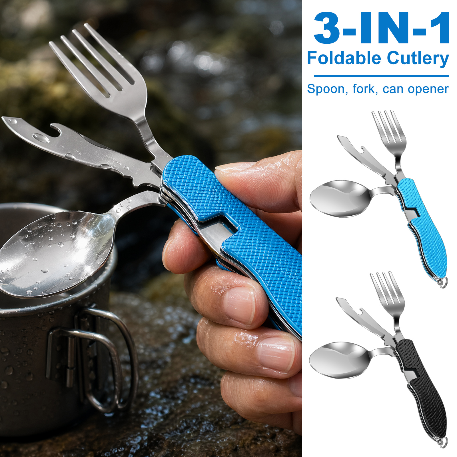 Outdoor Camping Dining Set - Multifunction 3 in 1 Camping Utensils
