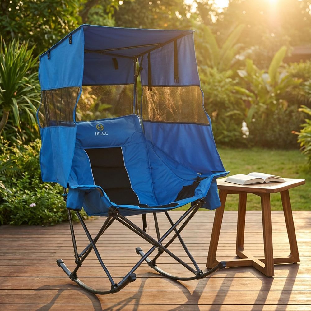Outdoor Camping Rocker - Rocking Camping Chair with Canopy, XL