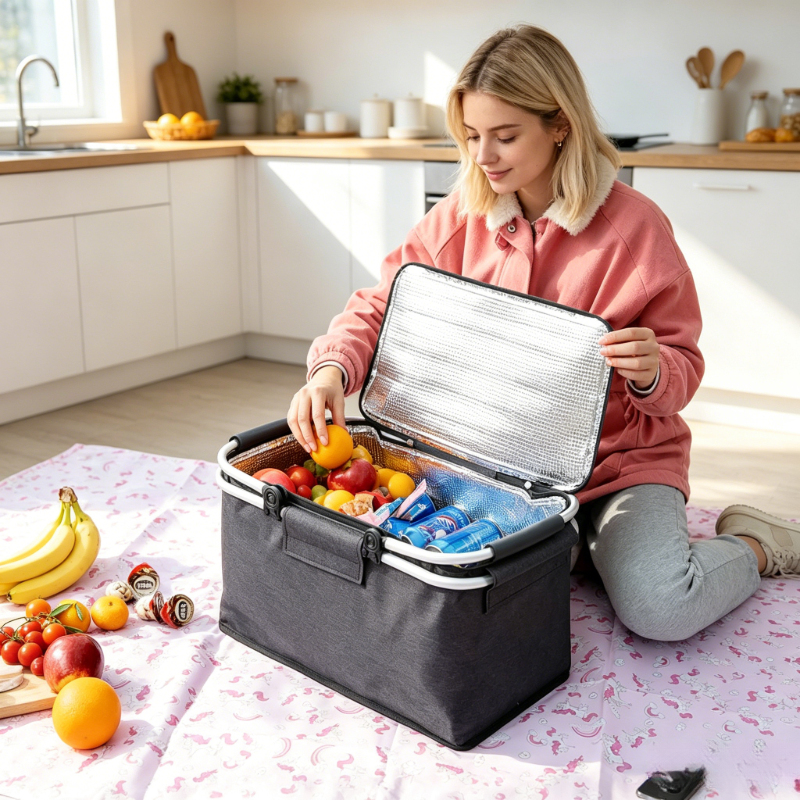 Outdoor Camping Folding Storage Box - Foldable Large Capacity Insulated Picnic Bag,