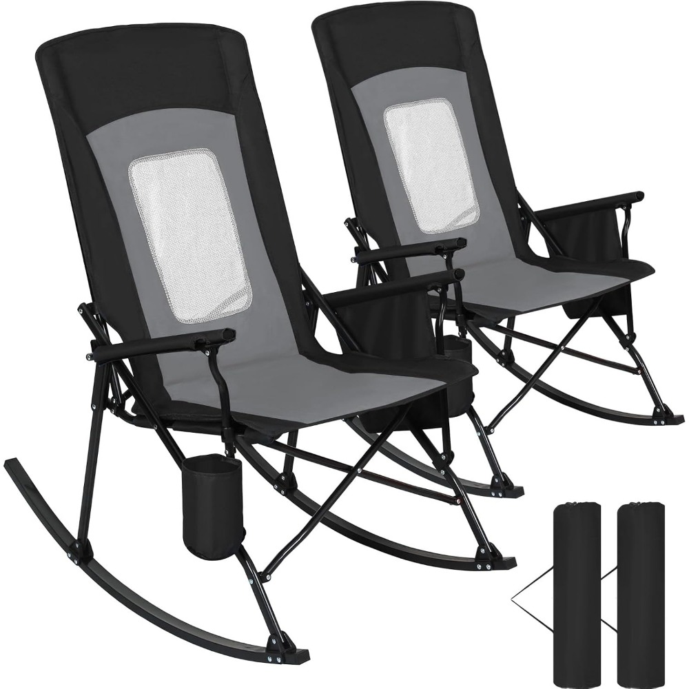 Outdoor Camping Rocker - Folding Rocking Chairs (2 Pack), 400lbs