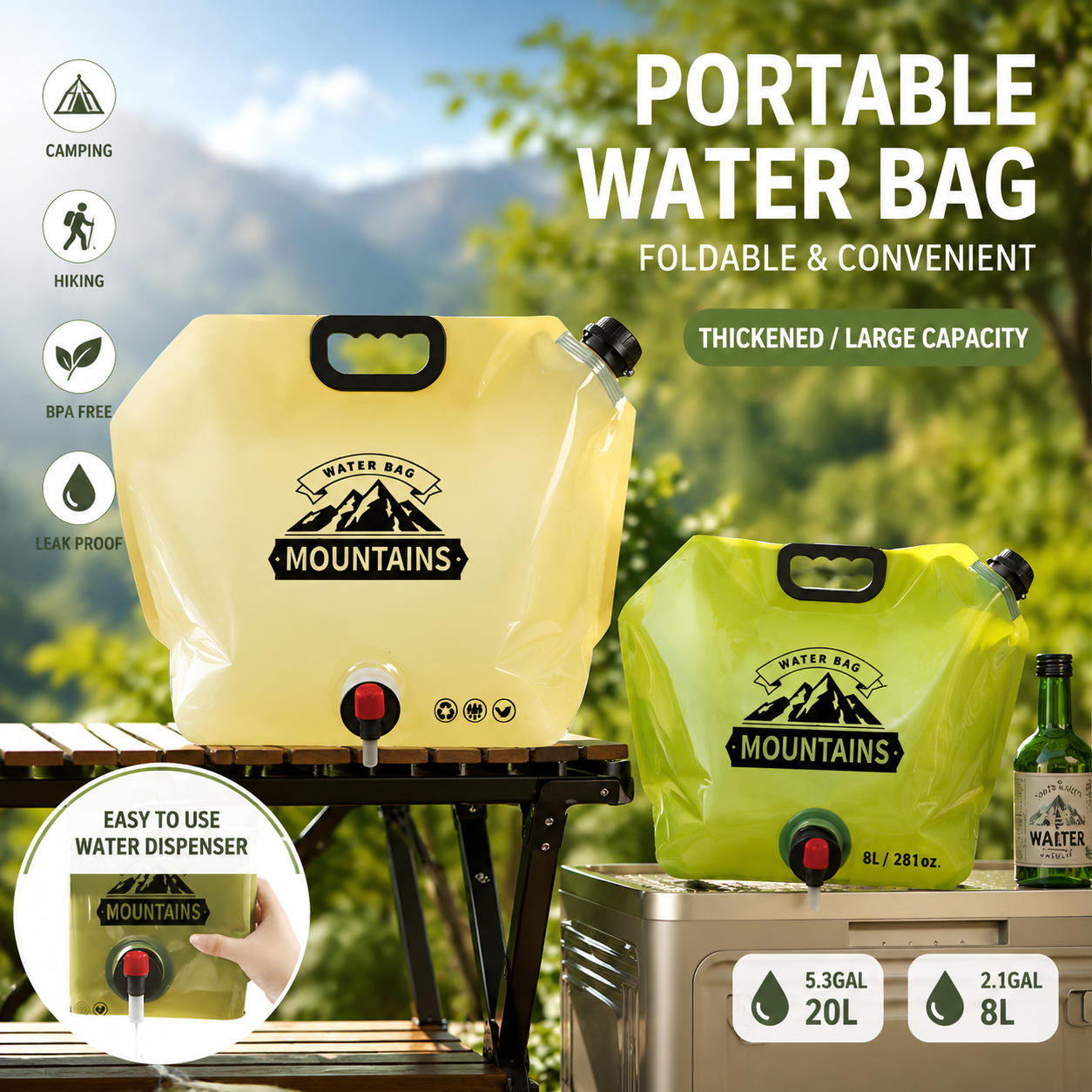 Outdoor Camping Water Jug - Camping Water Container Collapsible Water Jug