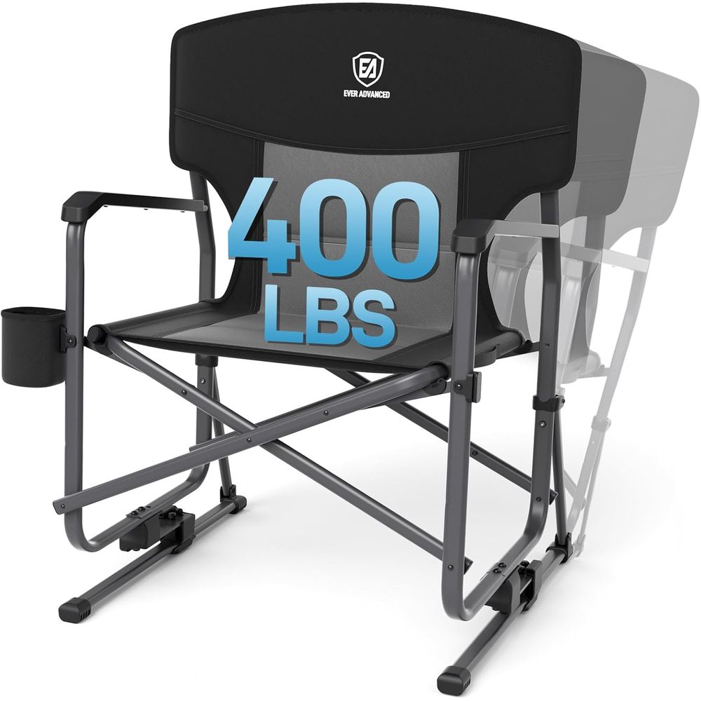 Outdoor Camping Rocker - Rugged Black Camping Rocker Chair, 400