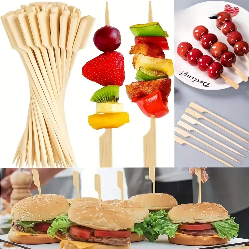50Pcs Disposable Bamboo Sticks - Outdoor Camping Dining Set avaliação e preço