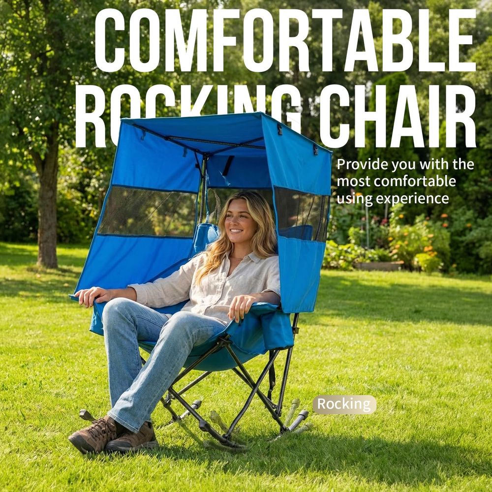 Rocking Camping Chair with Can - Outdoor Camping Rocker avaliação e preço