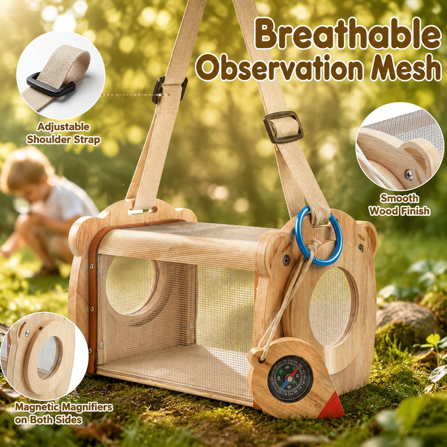 Wooden Bug Catching Kit With T - Outdoor Camping House avaliação e preço