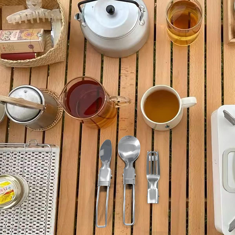 Camping Flatware Sets Stainles - Outdoor Camping Dining Set avaliação e preço