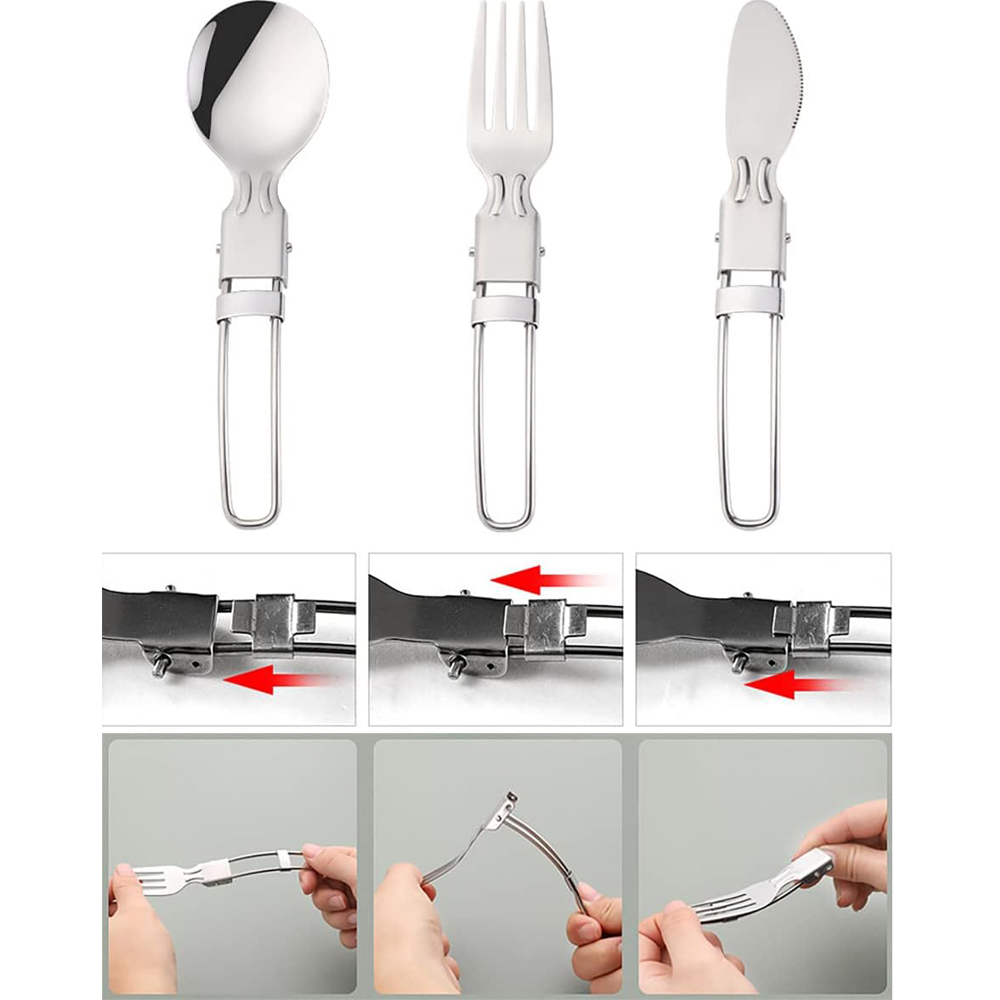 Camping Flatware Sets Stainles - Outdoor Camping Dining Set avaliação e preço