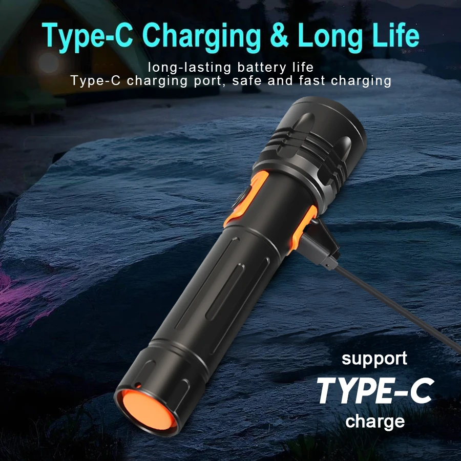 High Power LED Flashlight USB  - Outdoor Camping Lantern avaliação e preço