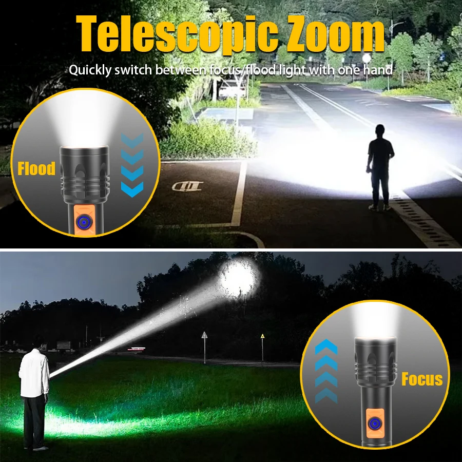 High Power LED Flashlight USB  - Outdoor Camping Lantern avaliação e preço