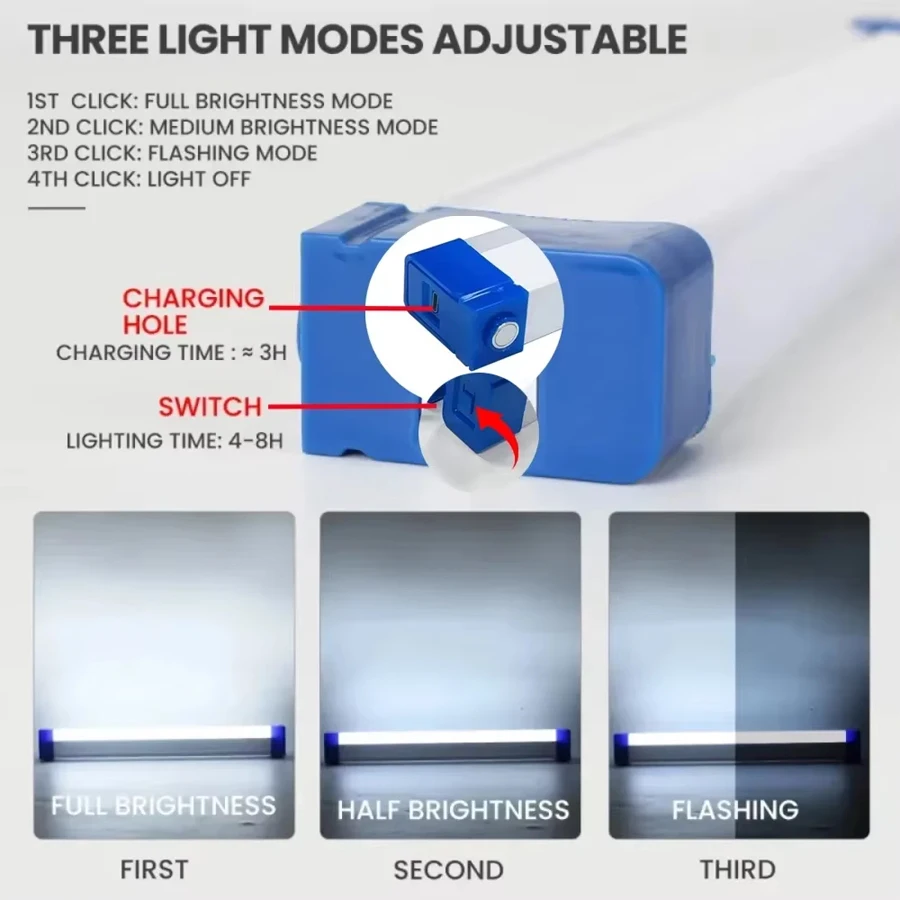 LED Bar light Rechargeable Tub - Outdoor Camping Youtube avaliação e preço
