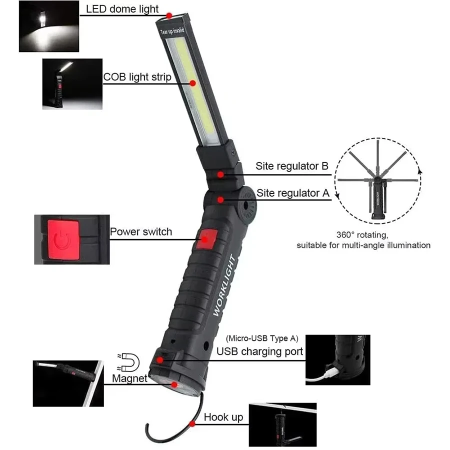 Rechargeable Magnetic Work Lig - Outdoor Camping Lantern avaliação e preço