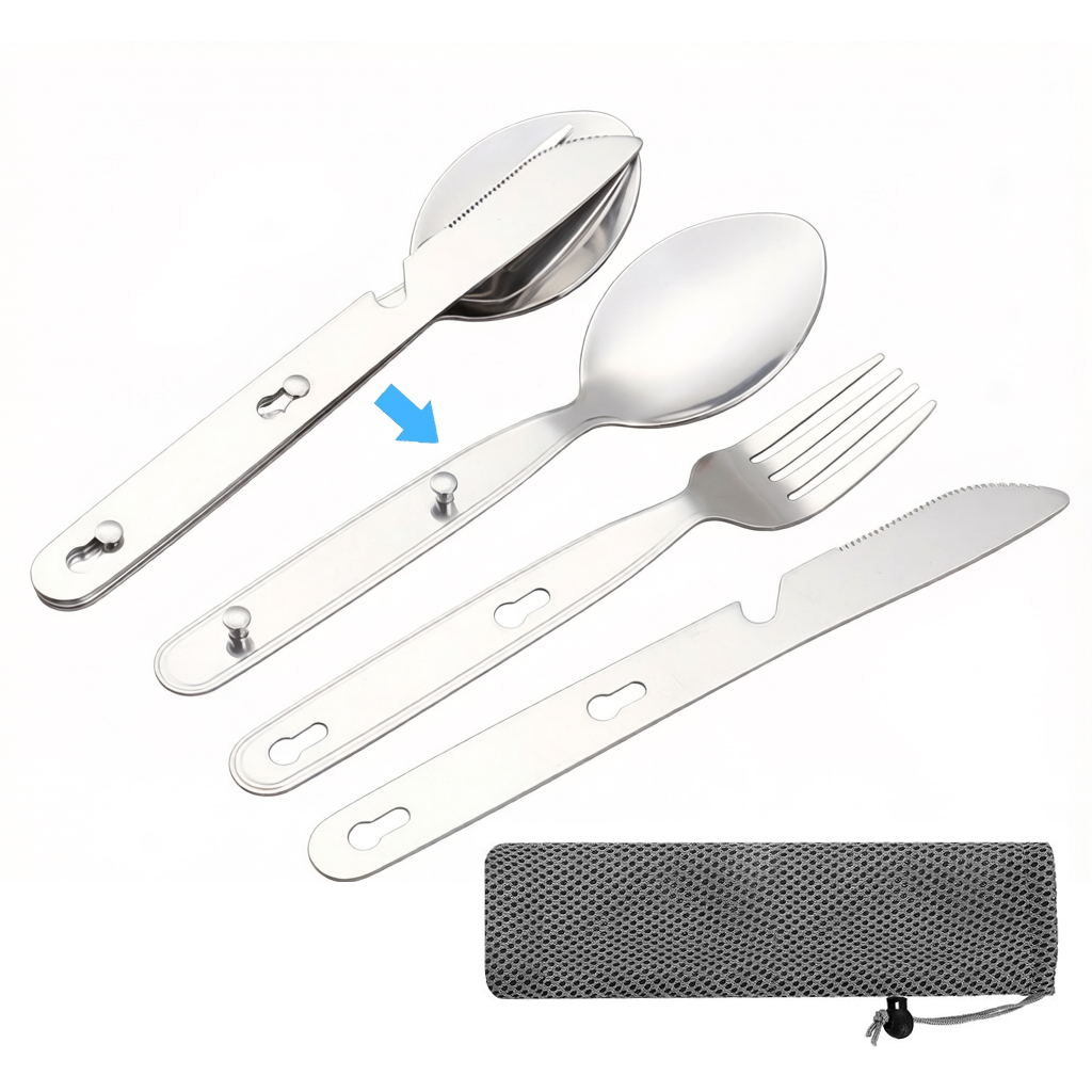 3pcs/set Folding Spoon Fork Kn - Outdoor Camping Dining Set avaliação e preço