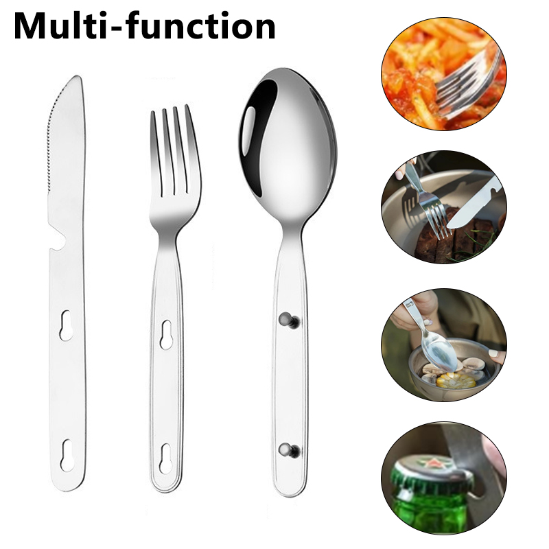 3pcs/set Folding Spoon Fork Kn - Outdoor Camping Dining Set avaliação e preço