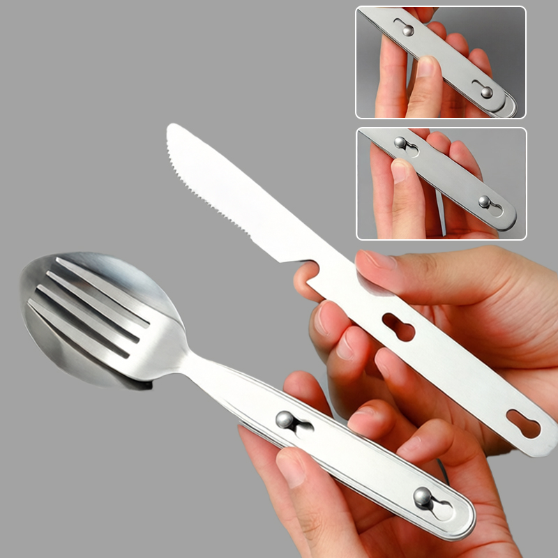 3pcs/set Folding Spoon Fork Kn - Outdoor Camping Dining Set avaliação e preço