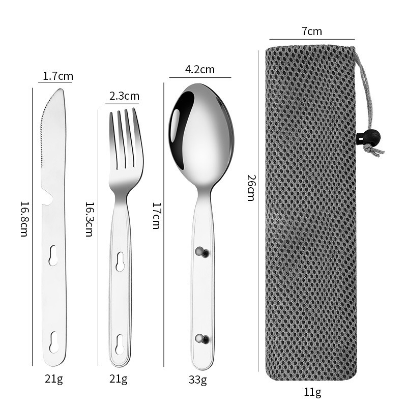 3pcs/set Folding Spoon Fork Kn - Outdoor Camping Dining Set avaliação e preço