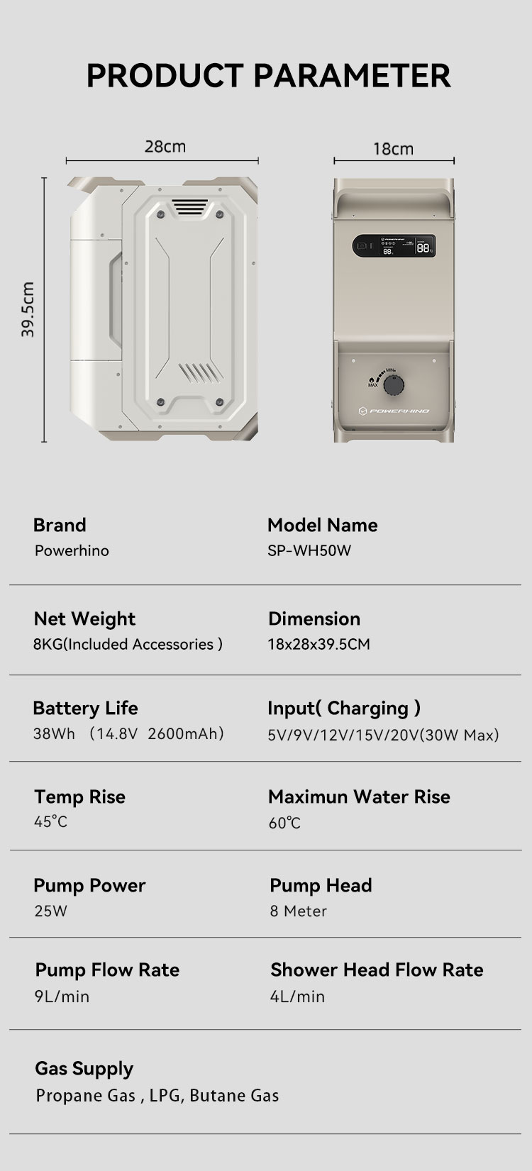 Powerhino Rechargeable 3L Wate - Outdoor Camping Hot Water Heater avaliação e preço