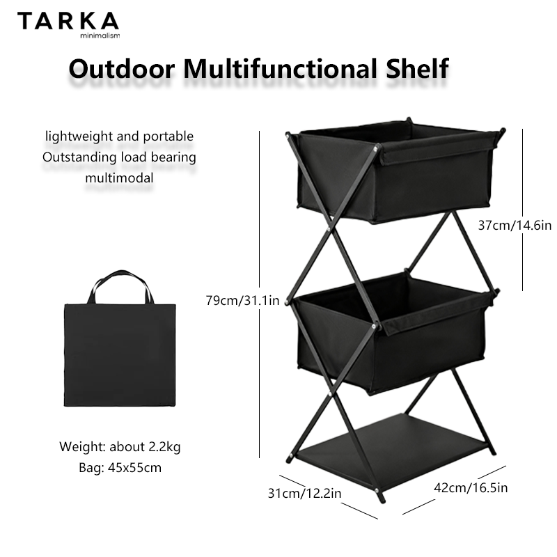 TARKA Camping New Storage Rack - Outdoor Camping Folding Storage Box avaliação e preço