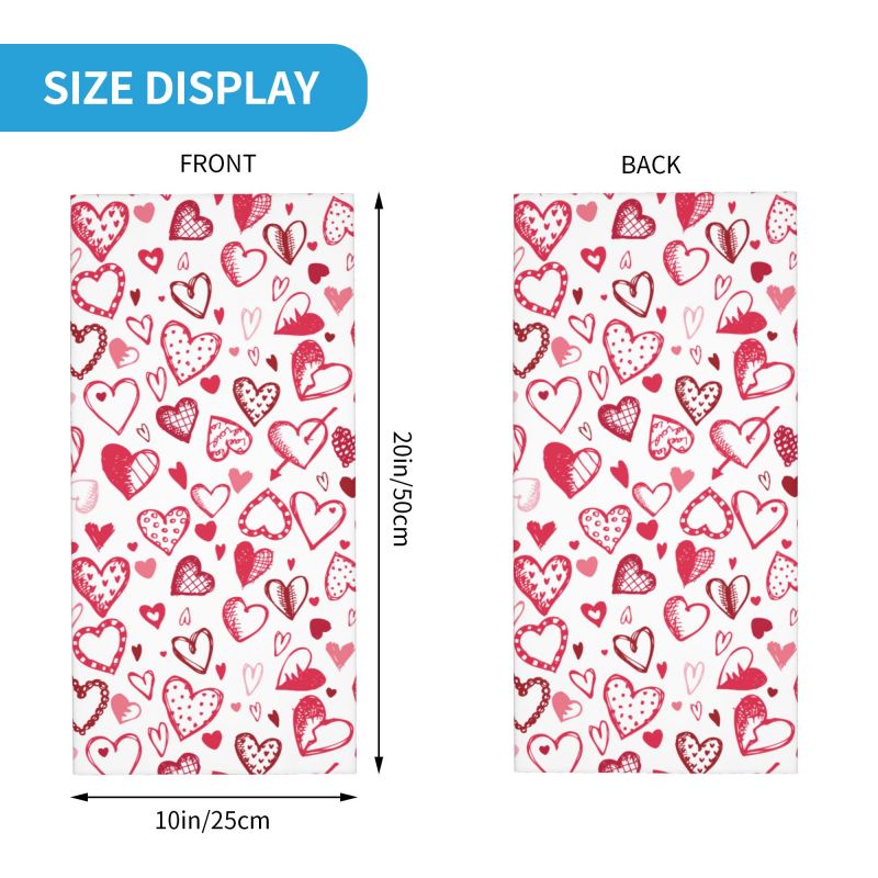 Pink Red Love Hearts Bandana N - Outdoor Camping Youtube avaliação e preço
