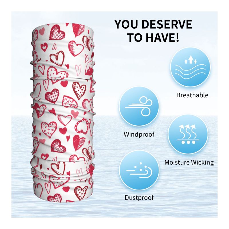 Pink Red Love Hearts Bandana N - Outdoor Camping Youtube avaliação e preço