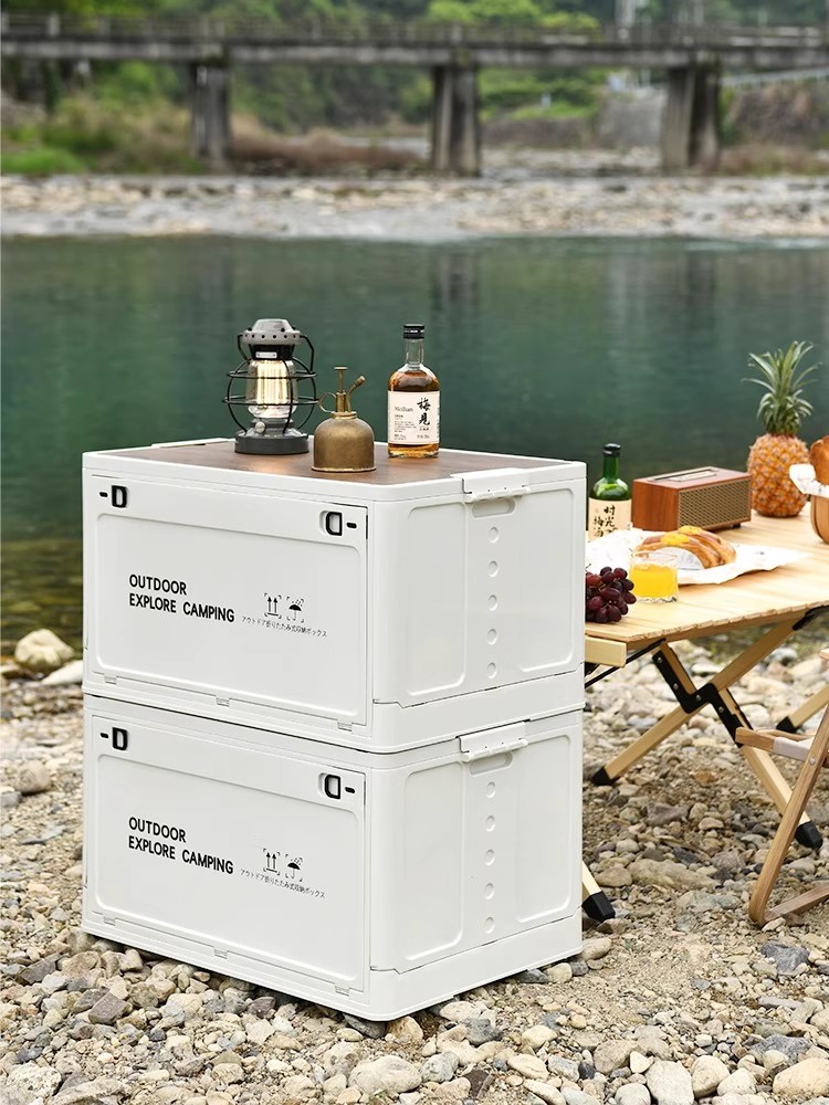 Outdoor Storage Box with Woode - Outdoor Camping Folding Storage Box avaliação e preço