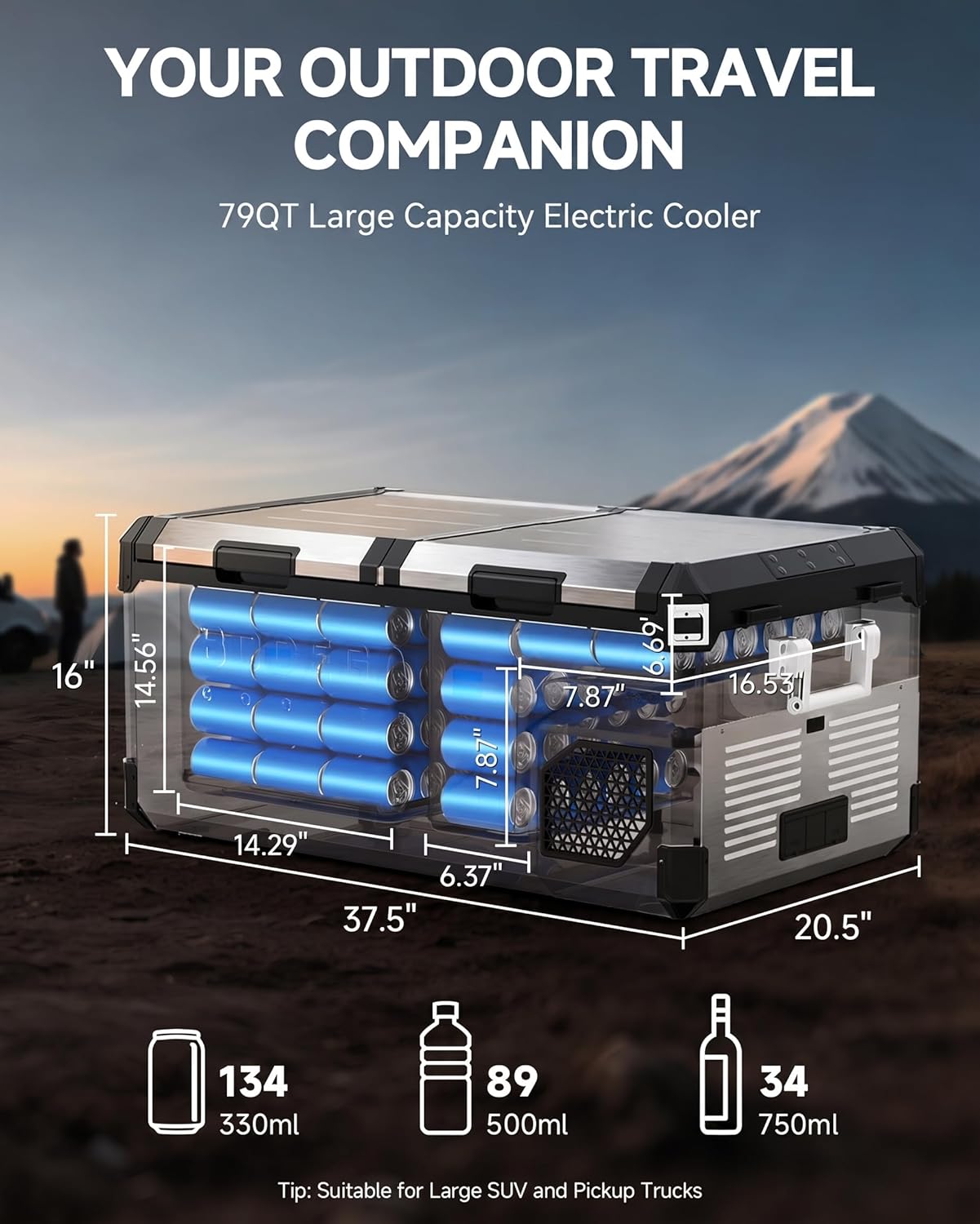 79 Quart Dual Zone Portable Ca - Outdoor Camping Zone avaliação e preço