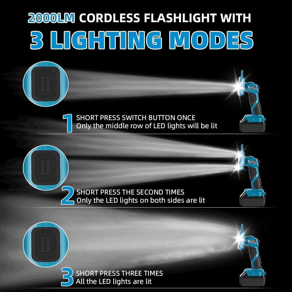 18W 2000LM Cordless LED Flashl - Outdoor Camping Jobs avaliação e preço