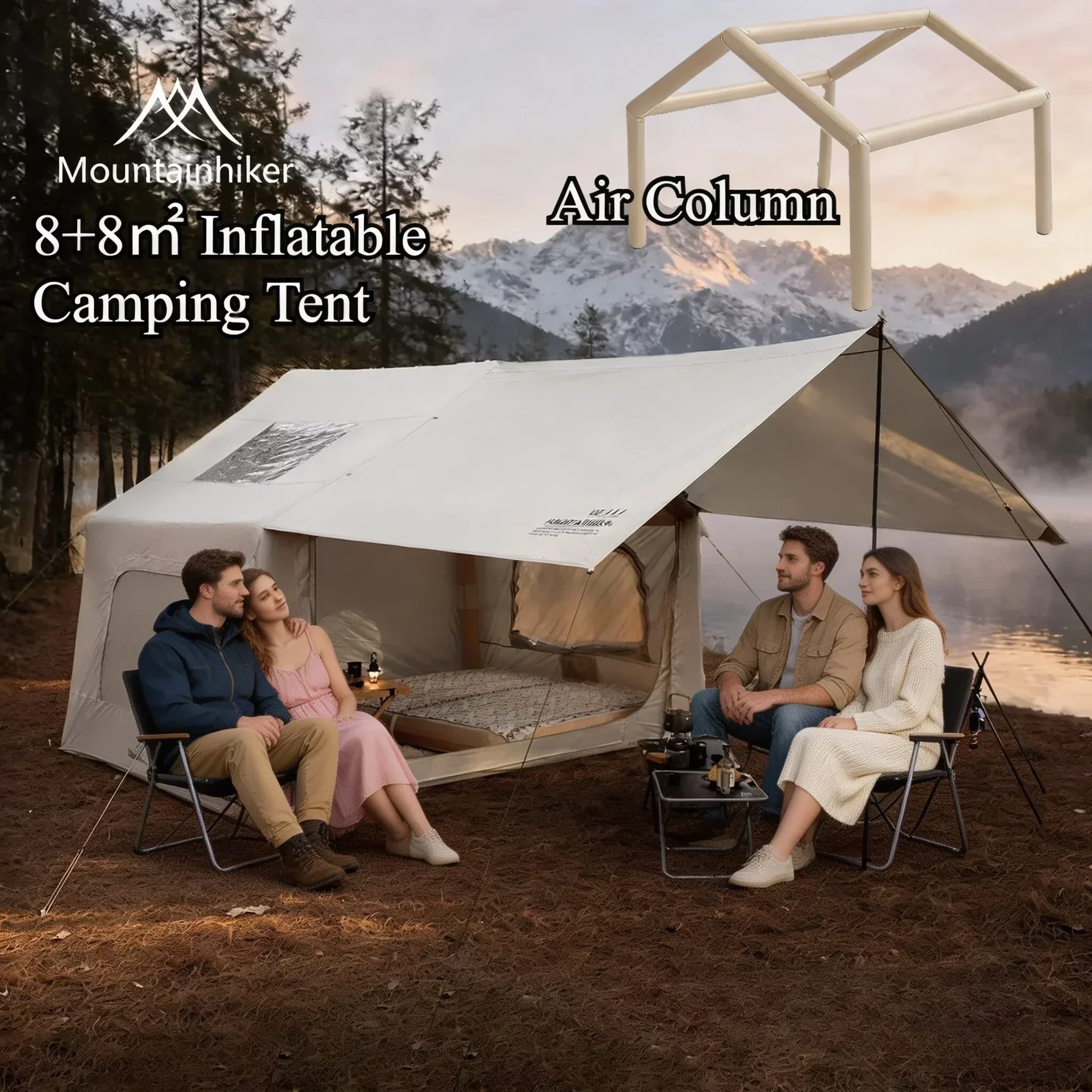 8+8㎡ MOUNTAINHIKER Inflatable  - Outdoor Camping House avaliação e preço