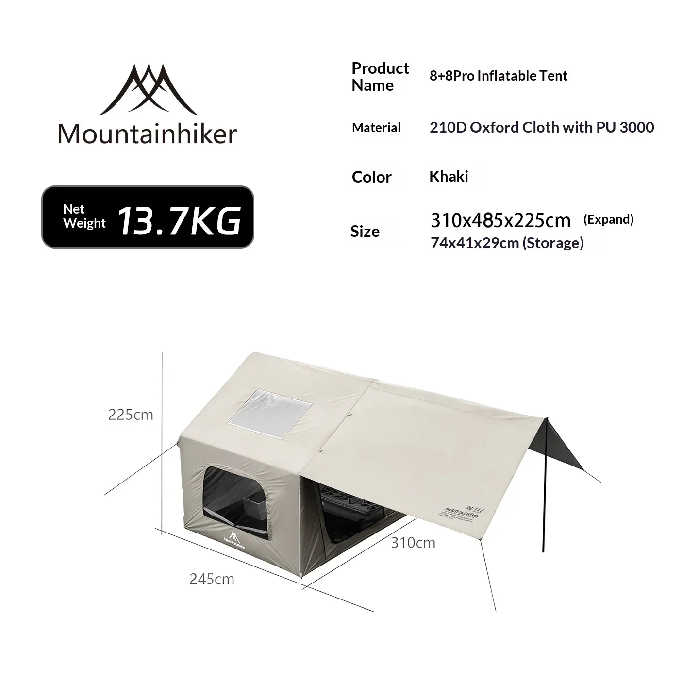 8+8㎡ MOUNTAINHIKER Inflatable  - Outdoor Camping House avaliação e preço