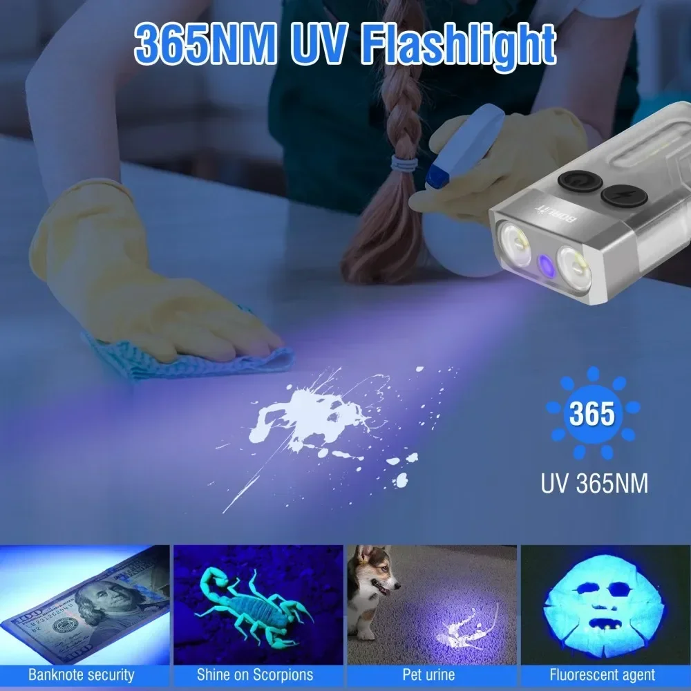BORUiT V10 Keychain UV LED EDC - Outdoor Camping Lantern avaliação e preço