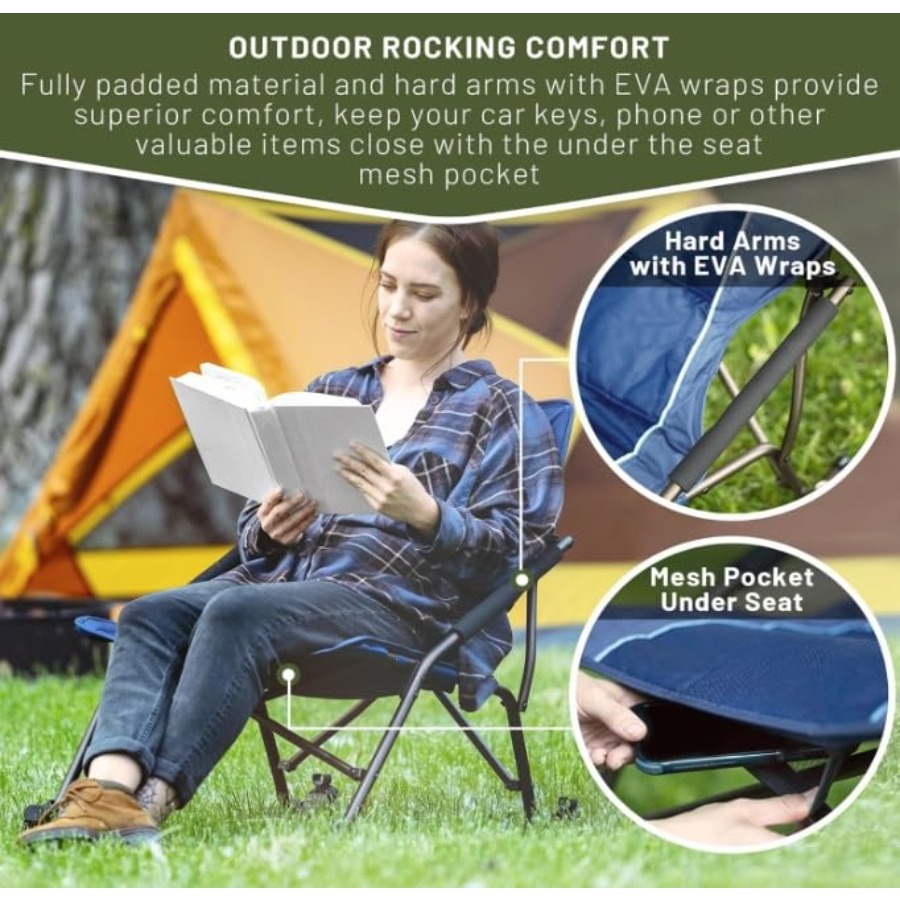Folding Rocking Camping Chair  - Outdoor Camping Rocker avaliação e preço