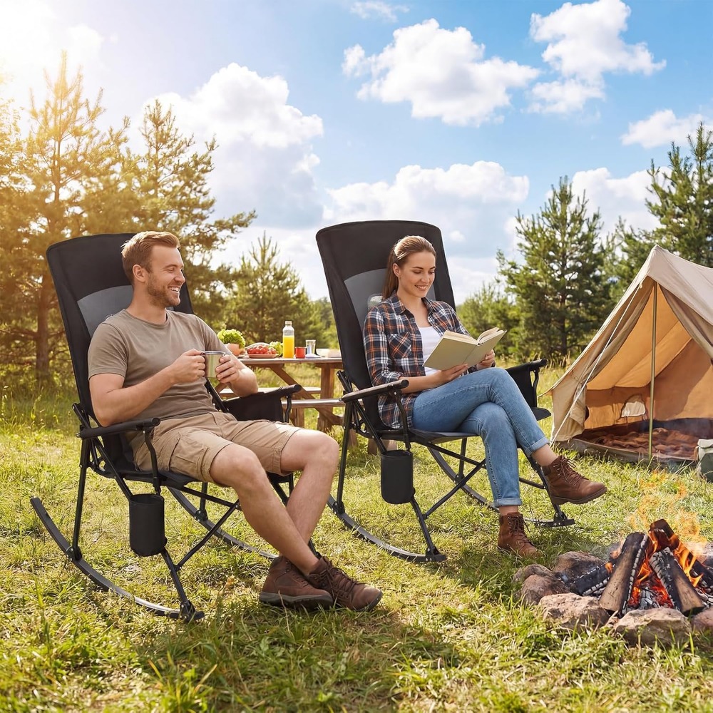 Folding Rocking Chairs (2 Pack - Outdoor Camping Rocker avaliação e preço