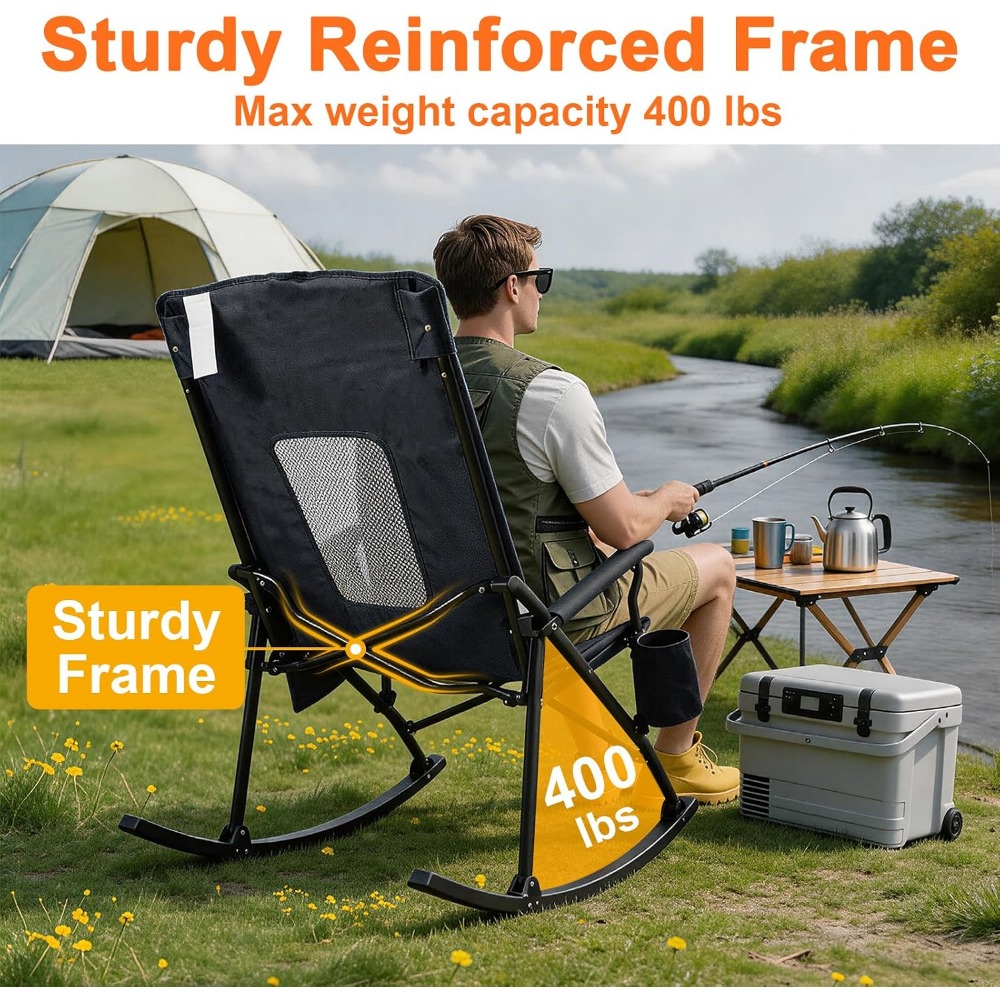 Folding Rocking Chairs (2 Pack - Outdoor Camping Rocker avaliação e preço
