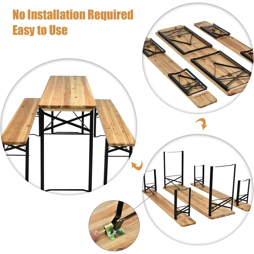 Portable Wooden Picnic Table a - Outdoor Camping Dining Set avaliação e preço