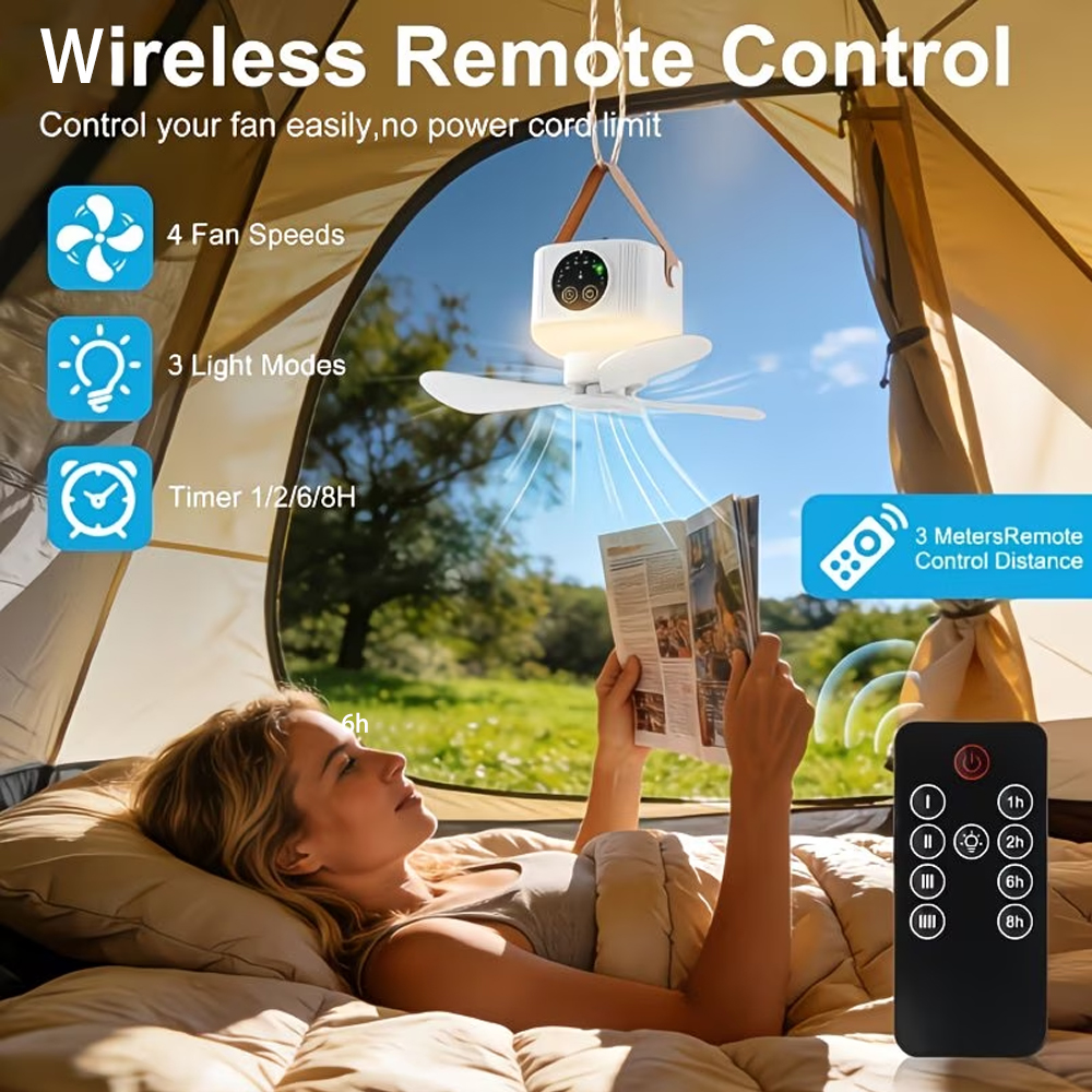 Portable Ceiling Fan with Ligh - Outdoor Camping House avaliação e preço