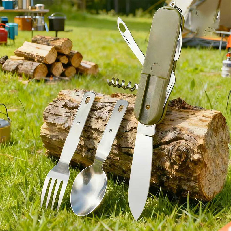New Stainless Steel 7 In 1 Cam - Outdoor Camping Dining Set avaliação e preço