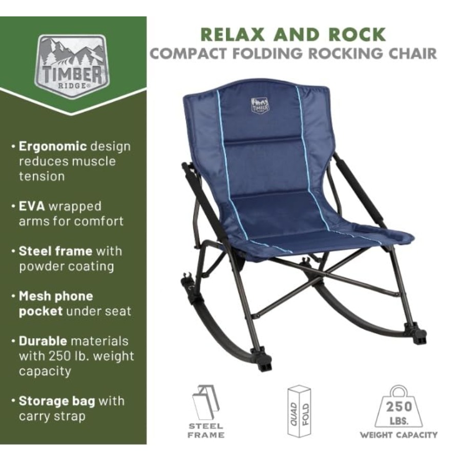 Folding Rocking Camping Chair  - Outdoor Camping Rocker avaliação e preço