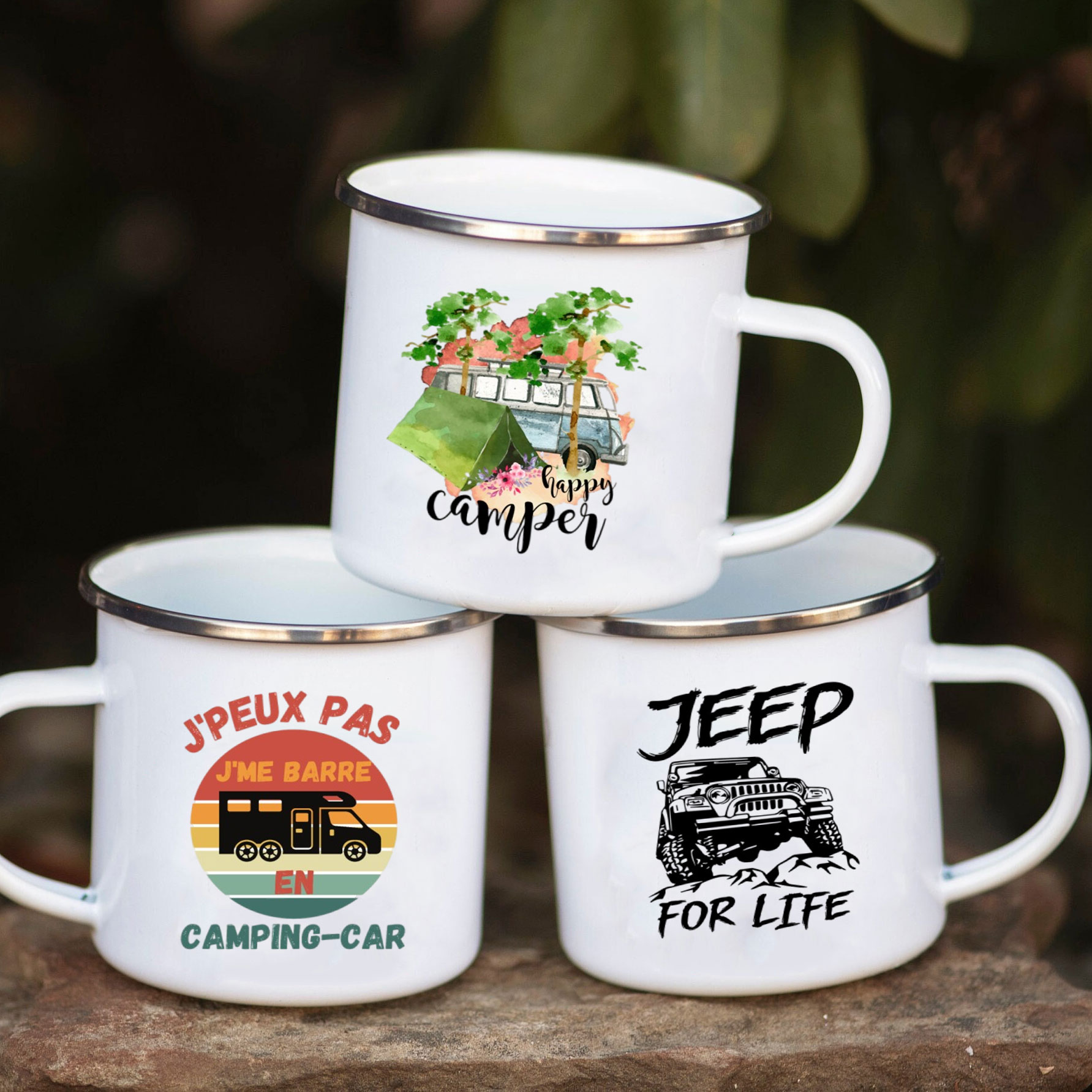 Camping Car Enamel Mug Adventu - Outdoor Camping Ideas avaliação e preço