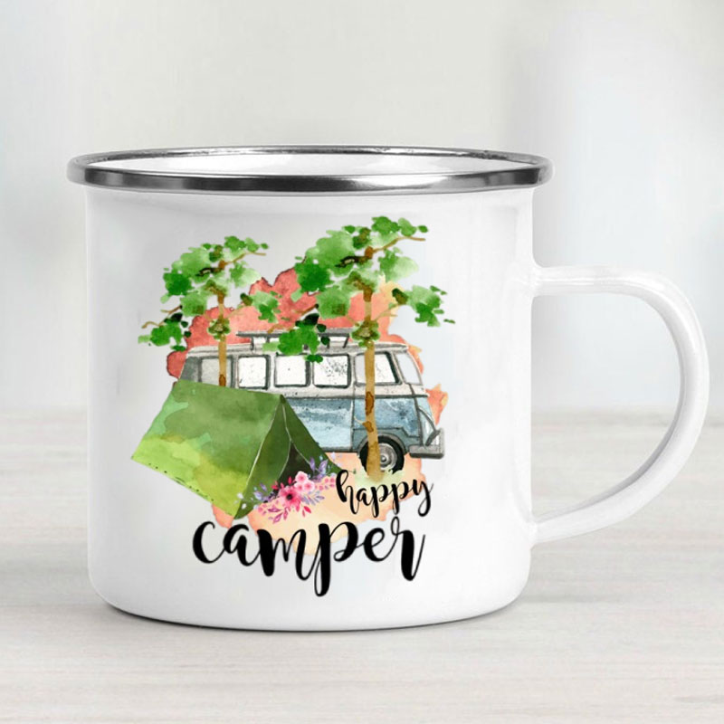 Camping Car Enamel Mug Adventu - Outdoor Camping Ideas avaliação e preço