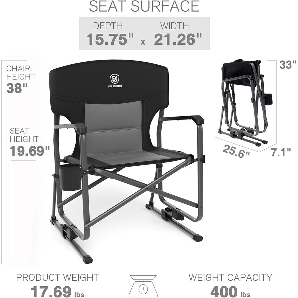Rugged Black Camping Rocker Ch - Outdoor Camping Rocker avaliação e preço