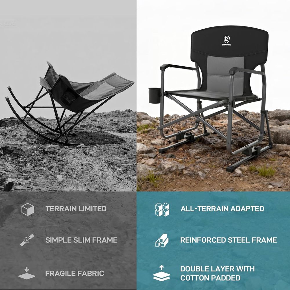 Rugged Black Camping Rocker Ch - Outdoor Camping Rocker avaliação e preço