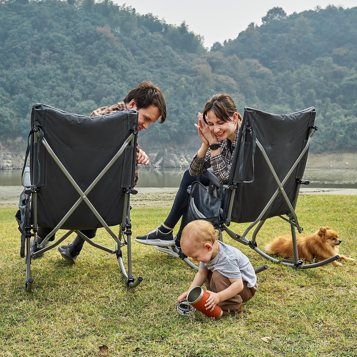Gray Set of 2 Oversized Foldab - Outdoor Camping Rocker avaliação e preço