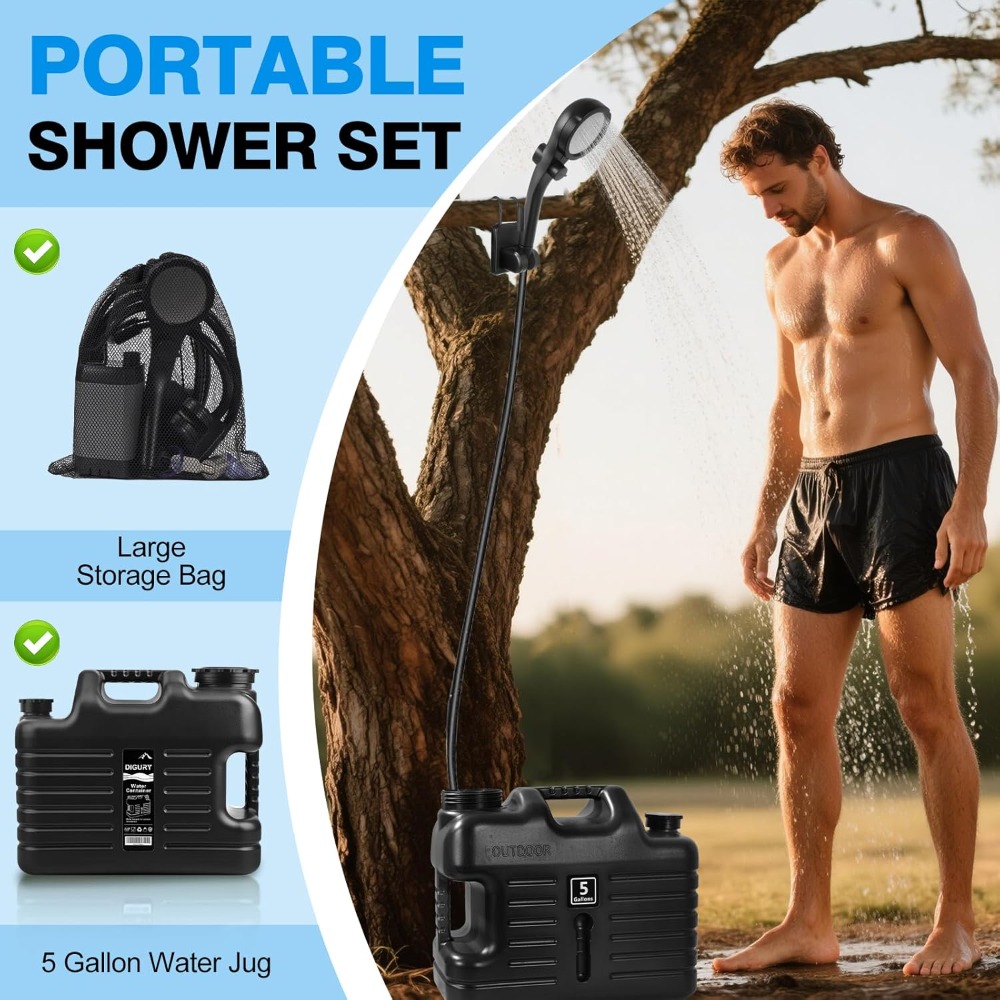 Portable Camping Shower with 5 - Outdoor Camping Water Jug avaliação e preço