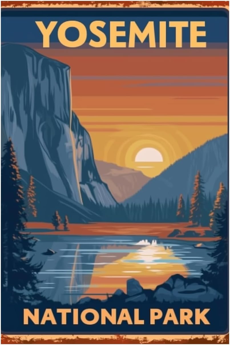 Hiking-Camping Metal-Sign Wall - Outdoor Camping Yosemite avaliação e preço