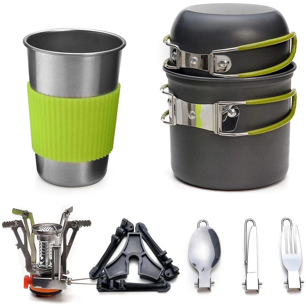 Camping Cookware Kit with Stov - Outdoor Camping Dining Set avaliação e preço