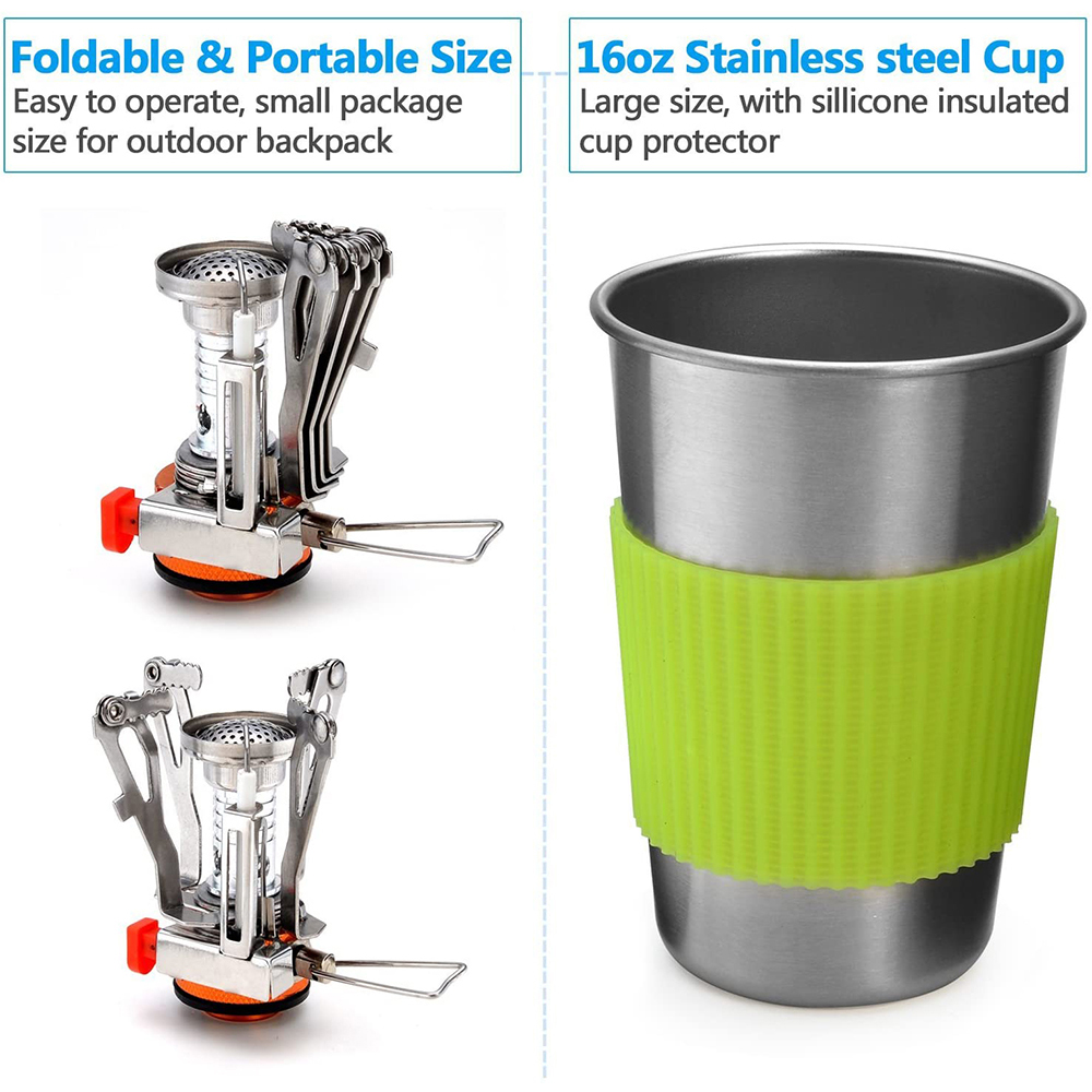 Camping Cookware Kit with Stov - Outdoor Camping Dining Set avaliação e preço