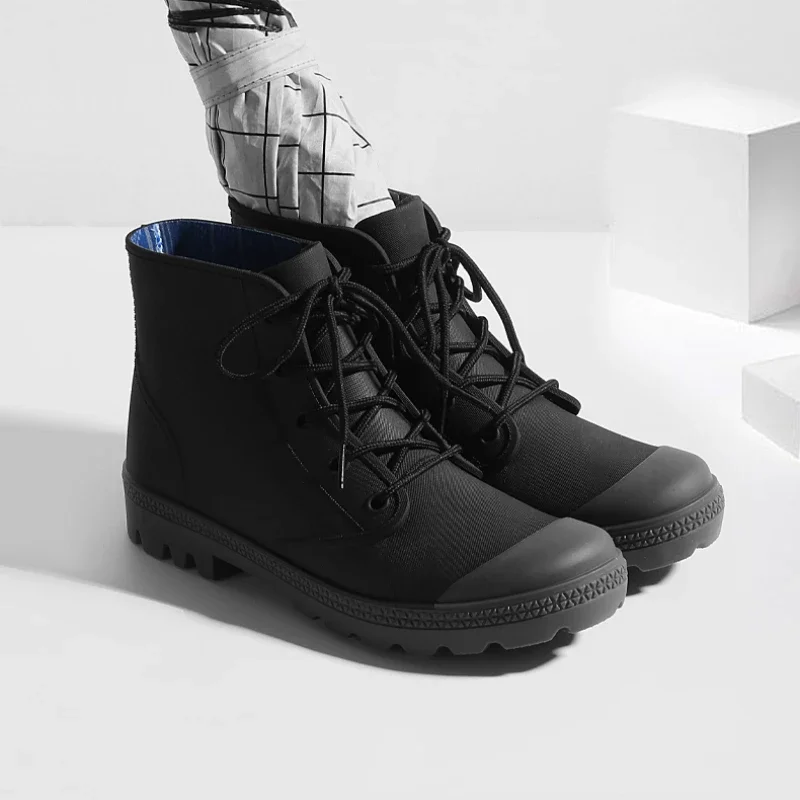 Winter Men Rain Boots Lace-up  - Outdoor Camping Winter avaliação e preço
