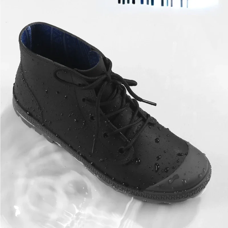 Winter Men Rain Boots Lace-up  - Outdoor Camping Winter avaliação e preço